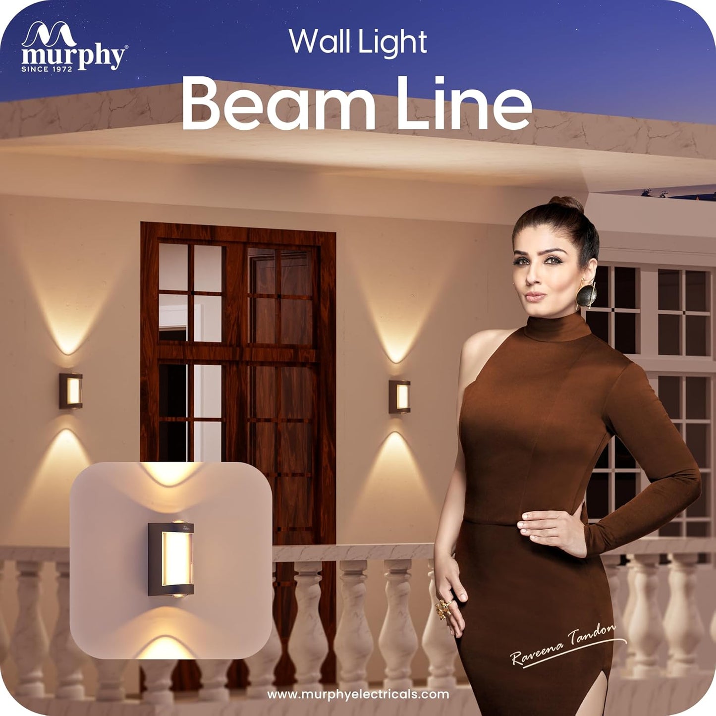 Murphy Beam Line 4W LED Outdoor/Indoor Wall Light | IP66 Waterproof | 2-Year Warranty | Up & Down Glow | Warm White | Shockproof Aluminium Body | Matt Black Finish |
