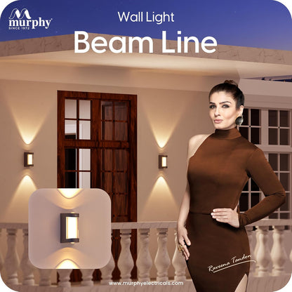 Murphy Beam Line 4W LED Outdoor/Indoor Wall Light | IP66 Waterproof | 2-Year Warranty | Up & Down Glow | Warm White | Shockproof Aluminium Body | Matt Black Finish |