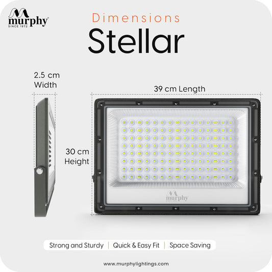 Murphy Stellar 200W LED Flood Light with Auto Day-Night Sensor | Ultra-Bright 6500K Cool White | IP66 Waterproof & Surge Protected | High Lumen Outdoor Security Light for Factory