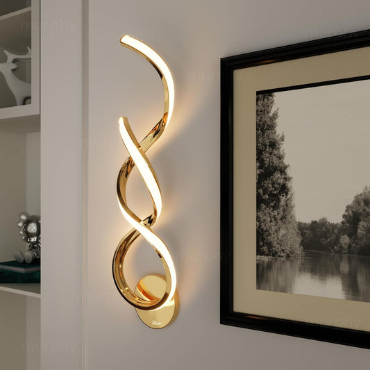 Murphy Twistra Elegant LED Wall Lamp for Home – 2 Years Warranty – Modern Aluminium Light with 3 Color Modes (French Gold)