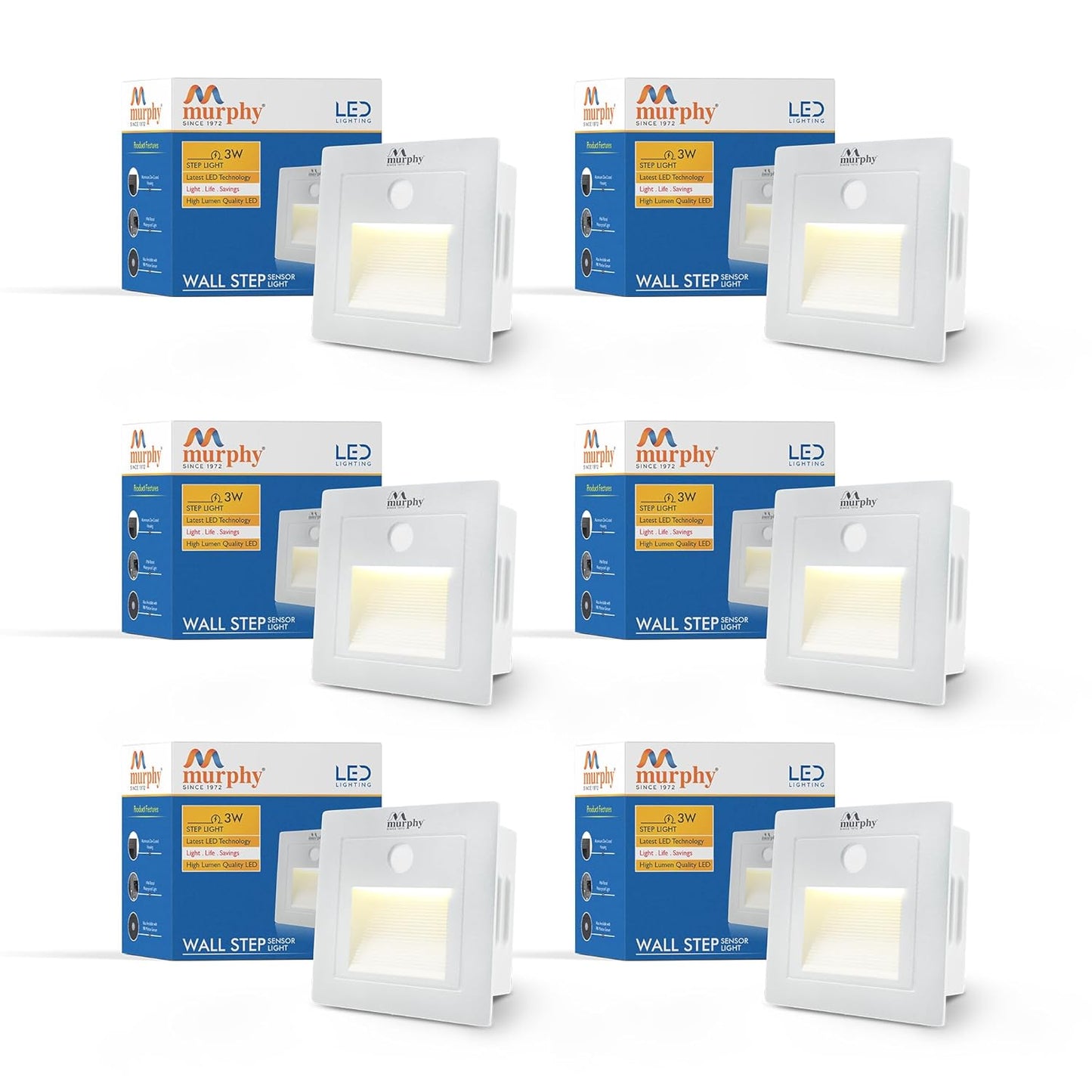 Murphy 3W LED Foot Wall Step Concealed Light With Motion Sensor - RECESS-White Body