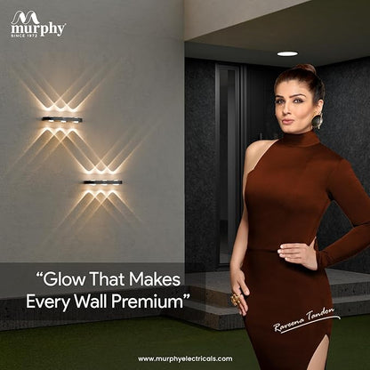 Murphy Areo 6-Way Waterproof LED Wall Light – Warm White | Premium Aluminium Body | Modern Decorative Indoor & Outdoor Wall Lamp | Energy Efficient | IP65