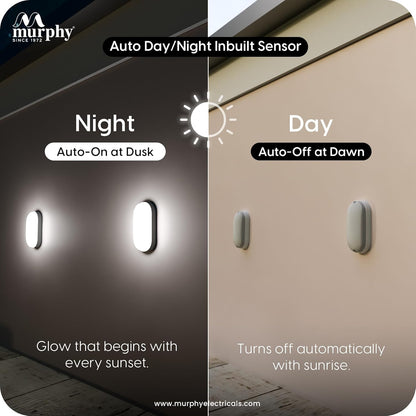 Murphy 10W Motion Sensor Bulkhead Light with 6-Month Warranty | Auto On-Off | IP65 Waterproof LED Wall Light for Bathroom, Garden, Porch, Indoor Outdoor Use | Cool White