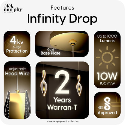 Murphy 3-in-1 Color Changing Pendant Light – 2-Year Warranty |French Gold|Modern LED Hanging Lamp