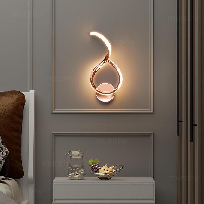 Murphy Luxora Elegant LED Wall Lamp for Home – 2 Years Warranty – Modern Aluminium Light with 3 Color Modes (Rose Gold)