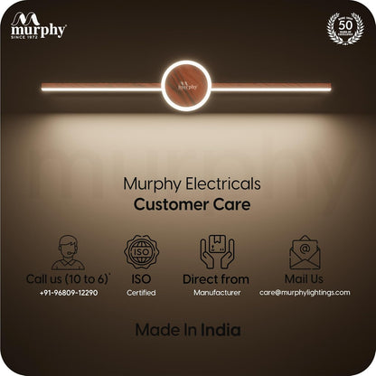 Murphy 16W+2W LED Mirror Light | 3 Color Changing (White/Warm/Natural) | Wooden Finish – Sun Design, Modern Over Mirror Bathroom/Dressing Table Light