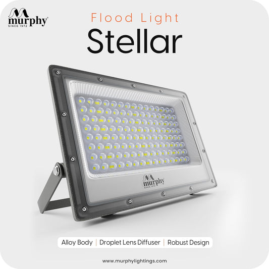 Murphy Stellar 200W LED Flood Light with Auto Day-Night Sensor | Ultra-Bright 6500K Cool White | IP66 Waterproof & Surge Protected | High Lumen Outdoor Security Light for Factory