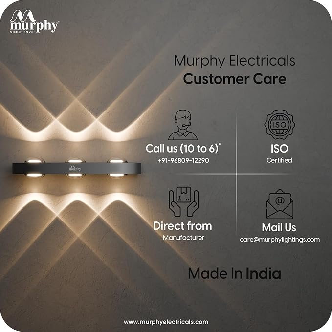 Murphy Areo 6-Way Waterproof LED Wall Light – Warm White | Premium Aluminium Body | Modern Decorative Indoor & Outdoor Wall Lamp | Energy Efficient | IP65