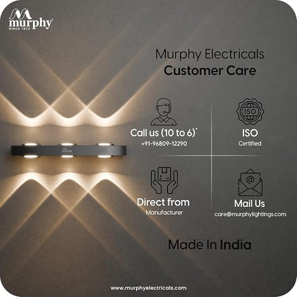 Murphy Areo 6-Way Waterproof LED Wall Light – Warm White | Premium Aluminium Body | Modern Decorative Indoor & Outdoor Wall Lamp | Energy Efficient | IP65