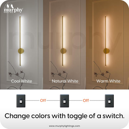 Murphy LED (Wall Highlighter) - 12W, 3-in-1 Color Changing, Modern Gold Finish Wall Sconce Light  Stylish Home Decor
