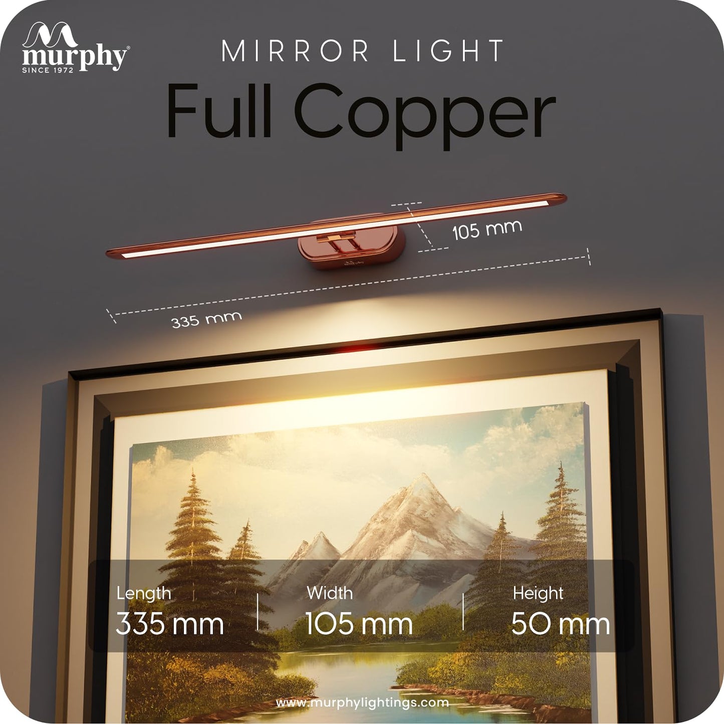 Murphy 6W 3-in-1 Color Changing Full Copper Finish LED Mirror Picture Wall Light,Bathroom Vanity Led Mirror Light (Cool White/Warm White/Natural White)