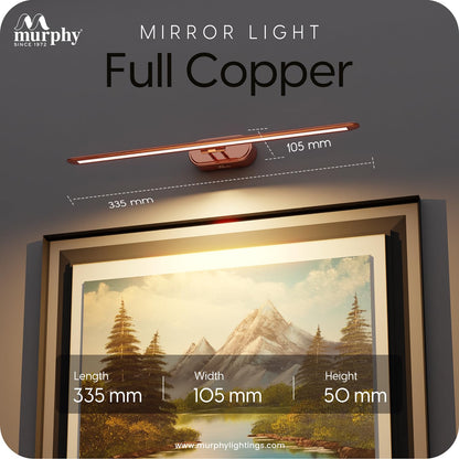 Murphy 6W 3-in-1 Color Changing Full Copper Finish LED Mirror Picture Wall Light,Bathroom Vanity Led Mirror Light (Cool White/Warm White/Natural White)