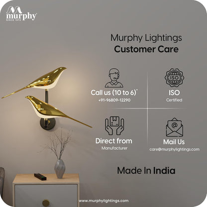Murphy Golden Bird Twins Wall Light for Living Room, Bedroom, Cafe - Modern 3-in-1 Colo, Stone Finish Wall Sconce, Home & Office Decoration