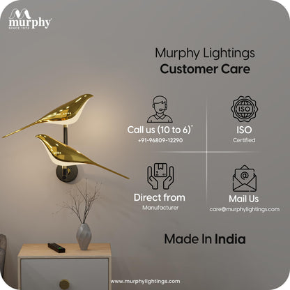 Murphy Golden Bird Twins Wall Light for Living Room, Bedroom, Cafe - Modern 3-in-1 Colo, Stone Finish Wall Sconce, Home & Office Decoration