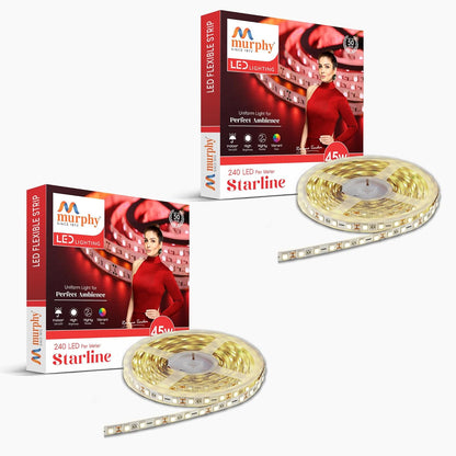 Murphy 45W LED Strip Light 2835 High Lumen 5 Metre (120 LEDs/Mtr) Cool White – 12V DC 10A Driver Included | Cove/False Ceiling/Decor Light