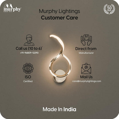 Murphy Luxora Elegant LED Wall Lamp for Home – 2 Years Warranty – Modern Aluminium Light with 3 Color Modes (French Gold, Pack of 1)