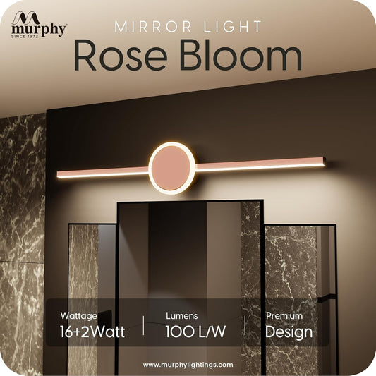 Murphy 16W+2W LED Mirror Light | 3 Color Changing (White/Warm/Natural) | Full Copper Finish – Sun Design, Modern Over Mirror Vanity/Bathroom Light