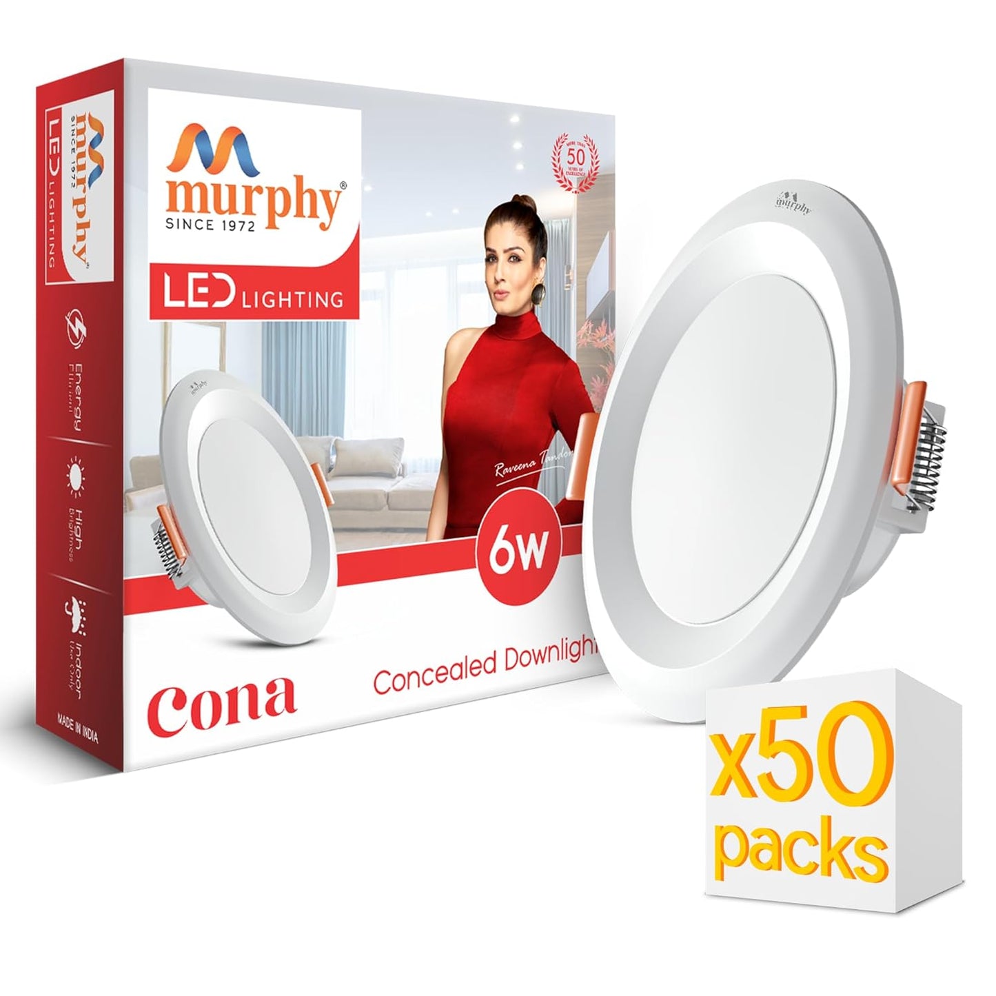 Murphy Cona 6W Round LED Concealed Panel Down Light | Best Suited for 3-Inch Cutout, Energy Efficient, 2 Years Warranty