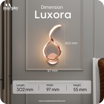 Murphy Luxora Elegant LED Wall Lamp for Home – 2 Years Warranty – Modern Aluminium Light with 3 Color Modes (Rose Gold)