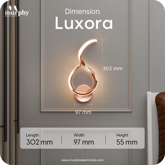 Murphy Luxora Elegant LED Wall Lamp for Home – 2 Years Warranty – Modern Aluminium Light with 3 Color Modes (Rose Gold)