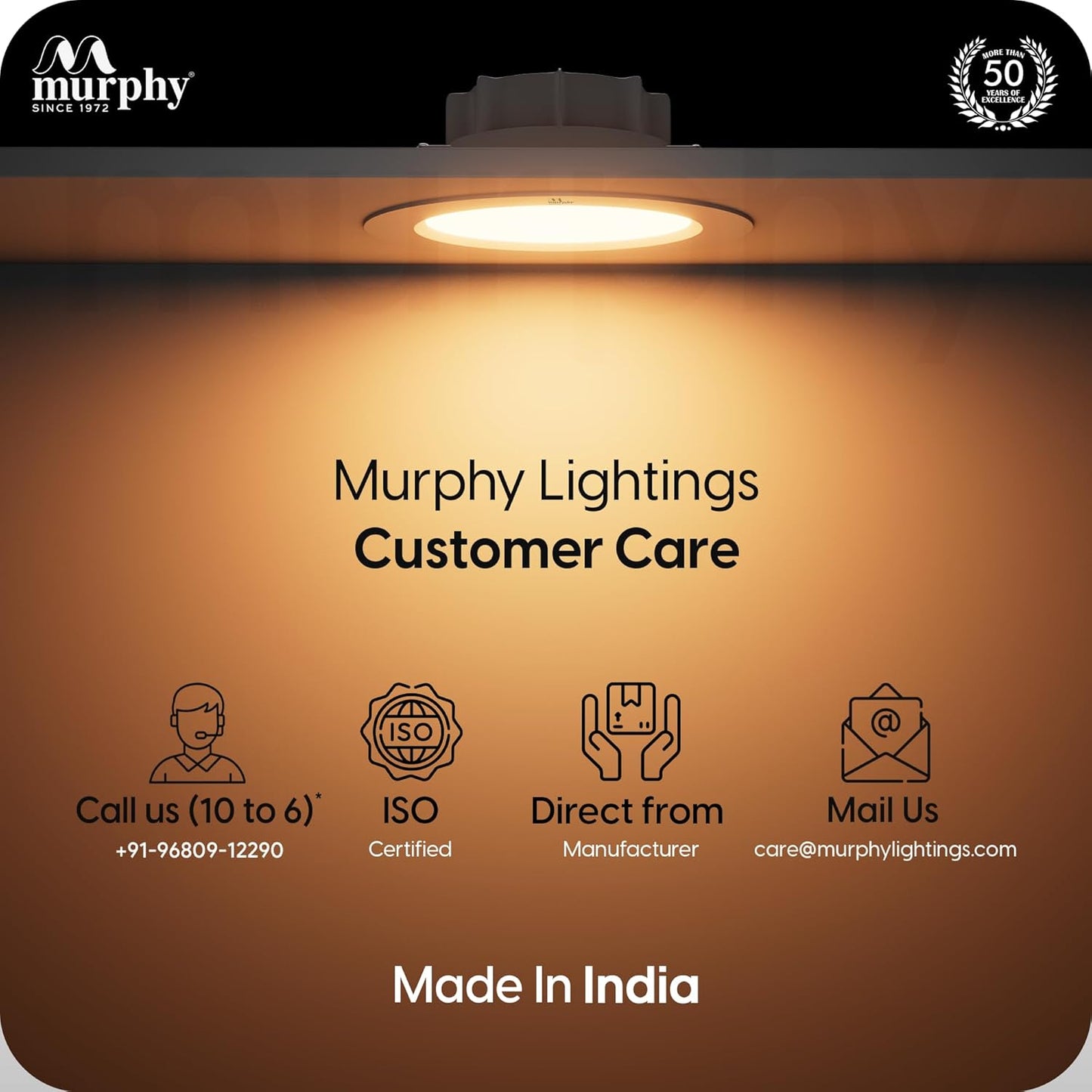 Murphy Flora 9W LED Down Light, Cool White Light, Round, Recessed Ceiling LED Light, Suited for 3 inch Junction Box/Concealed Box (2 Years Warranty)