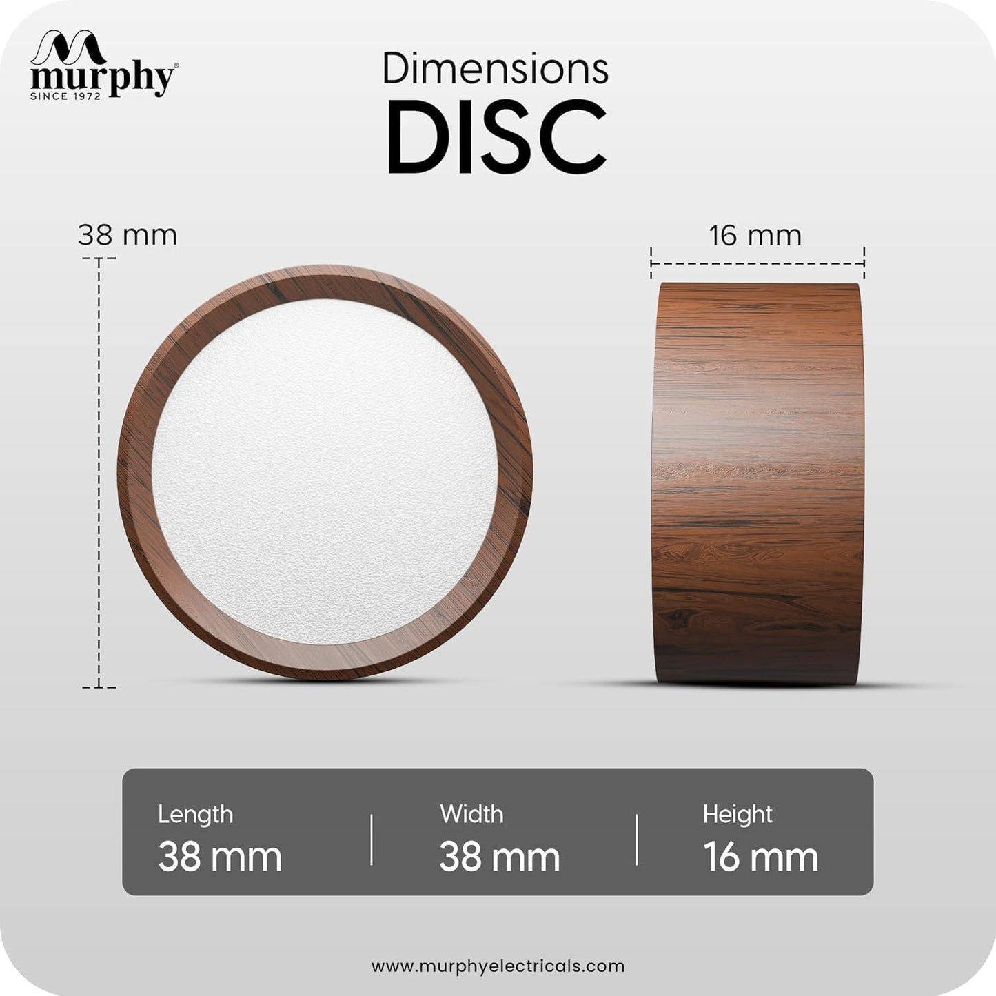 Murphy 3 Watts Wooden Led Surface Panel, Cabinet, Wardrobe Light, Edge Round Style Flush Mount Ceiling Lamp, Pack of 1 (Warm White,Aluminum) with 2 Year Warranty