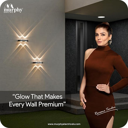 Murphy Areo 4-Way Waterproof LED Wall Light – Warm White | Premium Aluminium Body | Modern Decorative Indoor & Outdoor Wall Lamp | Energy Efficient | IP65 | 2-Year Warranty