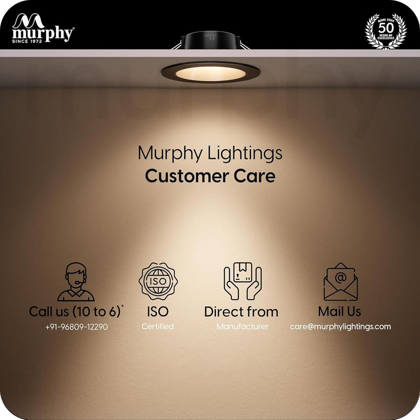 Murphy 7W Streak LED Down Light BL+Copper Finish, Natural White Light, Round,Recessed Ceiling LED Light, Suited for 3 inch Junction Box/Concealed Box (2 Years Warranty)