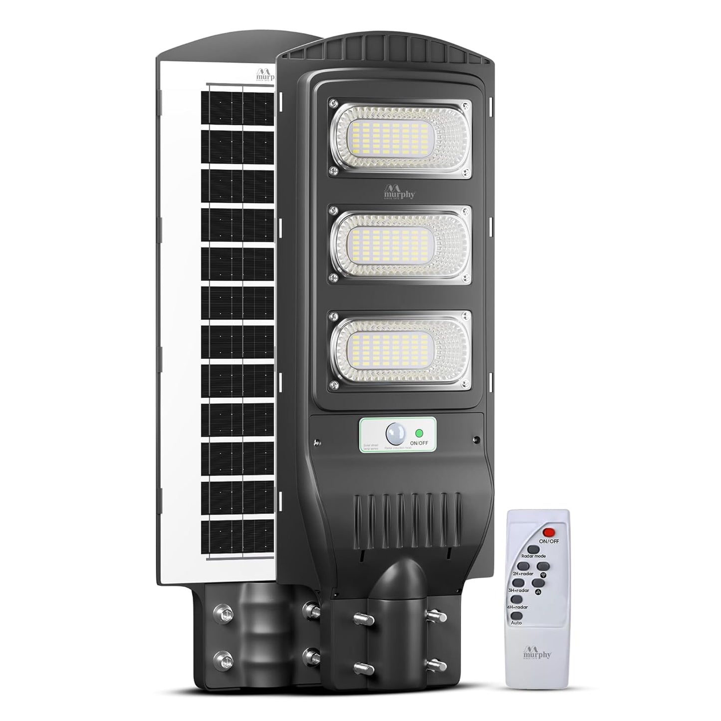 Murphy 90W Solar Street Light | 144 SMD LEDs | 12000mAh Battery | 9hr 10min Backup | Dusk-to-Dawn Auto | 8–10m Radar Sensor | Outdoor Waterproof Light
