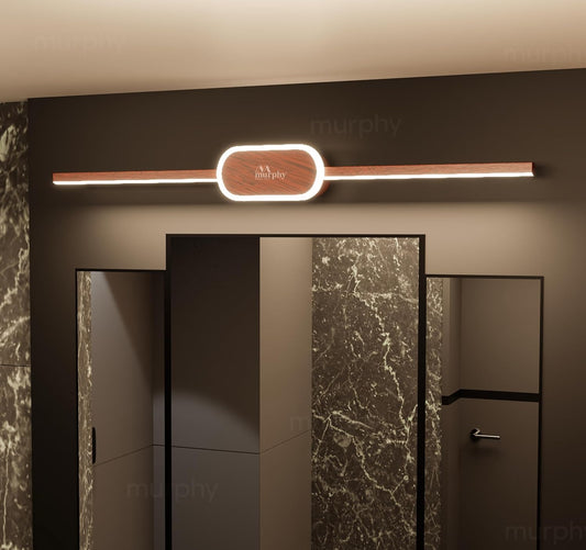 Murphy 16W+2W LED Mirror Light | 3 Color Changing (White/Warm/Natural) | Wooden Finish, Modern Over Mirror Bathroom/Dressing Table Light | Pack of 1 | 2-Year Warranty