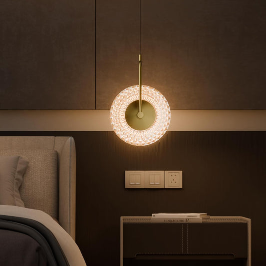 Murphy Crystal Aura 6W LED Pendant Light | 3-in-1 Color Changing (Cool Natural Warm White) | Diamond Glass Hanging Lamp | Adjustable Wire | Gold Finish