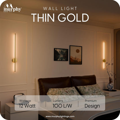 Murphy LED (Wall Highlighter) - 12W, 3-in-1 Color Changing, Modern Gold Finish Wall Sconce Light  Stylish Home Decor