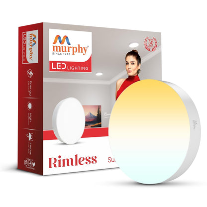 Murphy 15W 3-in-1 LED Round Surface Ceiling Light | 2 Year Warranty | Color Changing (Cool White/Natural White/Warm White) | Rimless Slim Design
