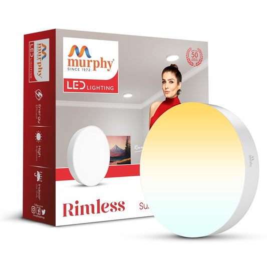 Murphy 15W 3-in-1 LED Round Surface Ceiling Light | 2 Year Warranty | Color Changing (Cool White/Natural White/Warm White) | Rimless Slim Design