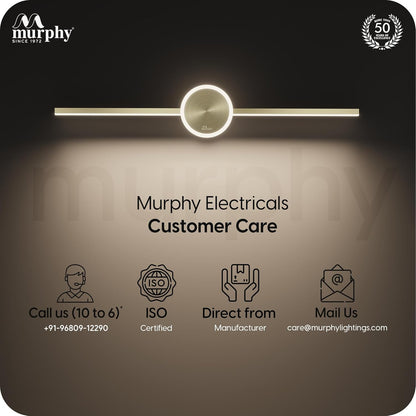 Murphy 16W+2W LED Mirror Light | 3 Color Changing (White/Warm/Natural) | Full Brass Finish – Sun Model, Modern Over Mirror Vanity Light