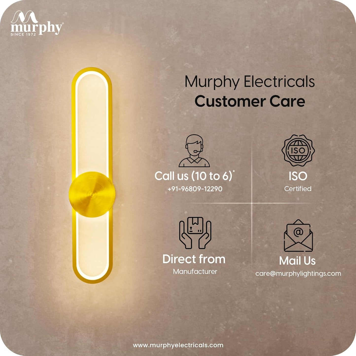 Murphy LoopLite 3-in-1 LED Wall Lamp – Golden Finish, Premium Aluminium, Matte Luxe Design, Adjustable Warm/Neutral/Cool Light, Modern Ambient Lighting