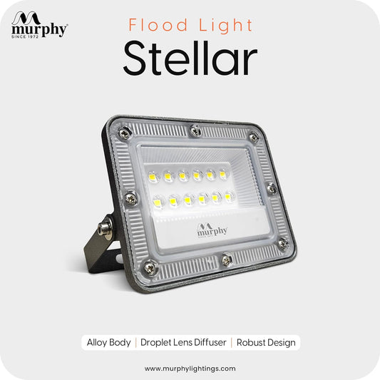 Murphy Stellar 10W LED Flood Light with 2-Year Warranty | Cool White | High Brightness Outdoor LED for Security, Landscape, Warehouse, Backyard | IP66 Waterproof | BIS Approved