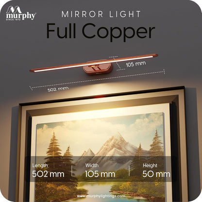 Murphy 12W 3-in-1 Color Changing Full Copper Finish LED Mirror Picture Wall Light,Bathroom Vanity Led Mirror Light (Cool White/Warm White/Natural White)