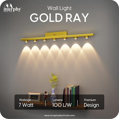 Murphy 7-Glow Goldray|LED Mirror/Vanity Light|- Luxurious Gold Finish|Warm White, 2-Year Warranty