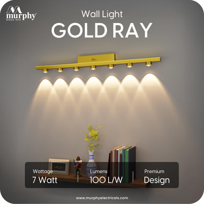 Murphy 7-Glow Goldray|LED Mirror/Vanity Light|- Luxurious Gold Finish|Warm White, 2-Year Warranty