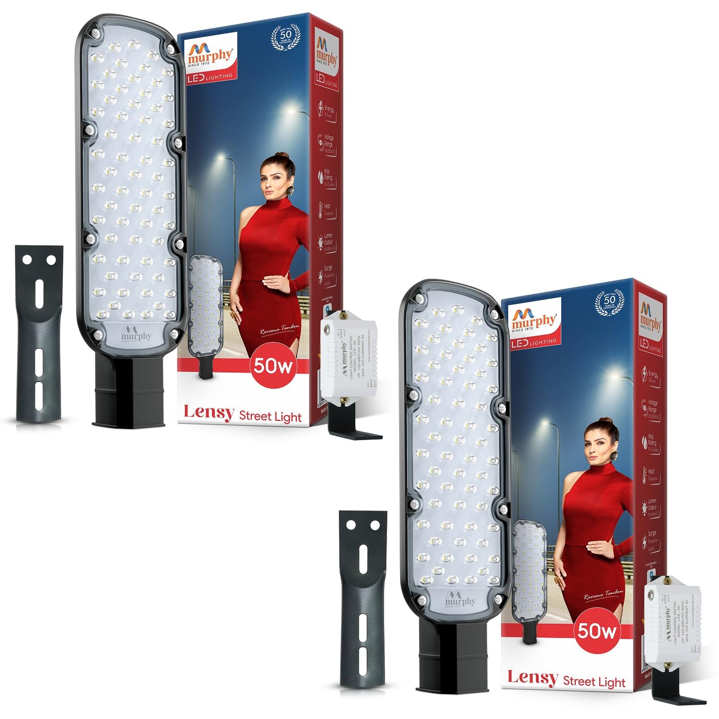 Murphy LED Lensy 50W Dusk to Dawn Auto Day/Night ON/Off Street Light, IP-65 Outdoor Light Cool White