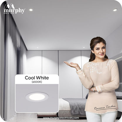 Murphy Flora 9W LED Down Light, Cool White Light, Round, Recessed Ceiling LED Light, Suited for 3 inch Junction Box/Concealed Box (2 Years Warranty)