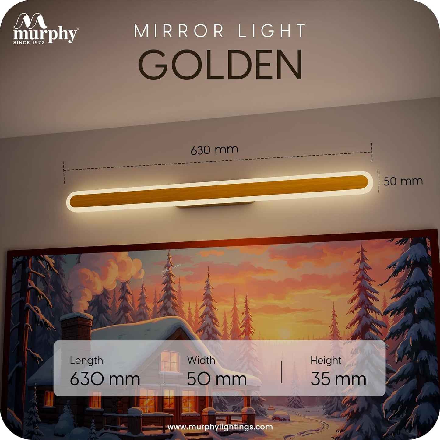 Murphy LumaLine TrioGlow 15W Premium LED Mirror Wall Bathroom Light - with 3-in-1 Colour Cool White/Warm White/Natural White Linear Bar