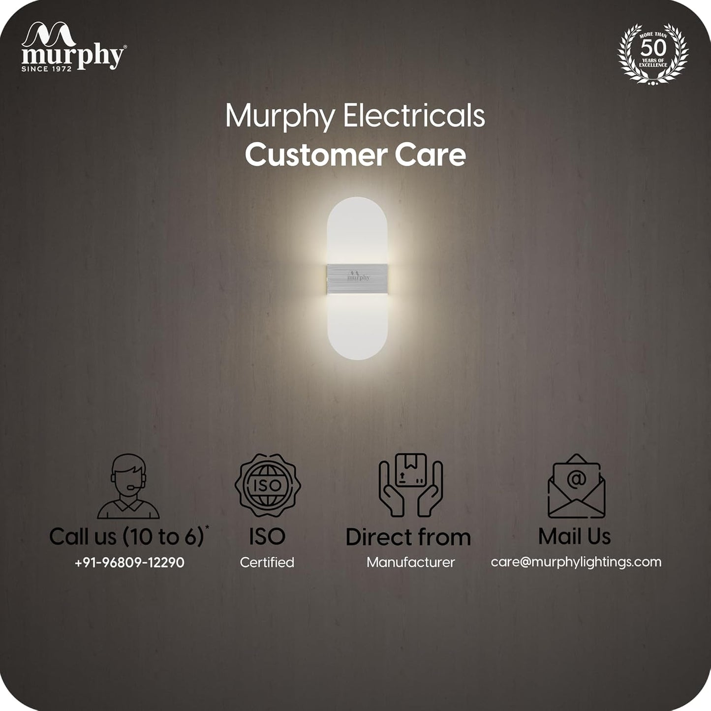 Murphy Frost Beam Wall Light | 2-Year Warranty | Warm White Glow | Acrylic + Aluminium Oval Wall Highlighter | Golden Finish