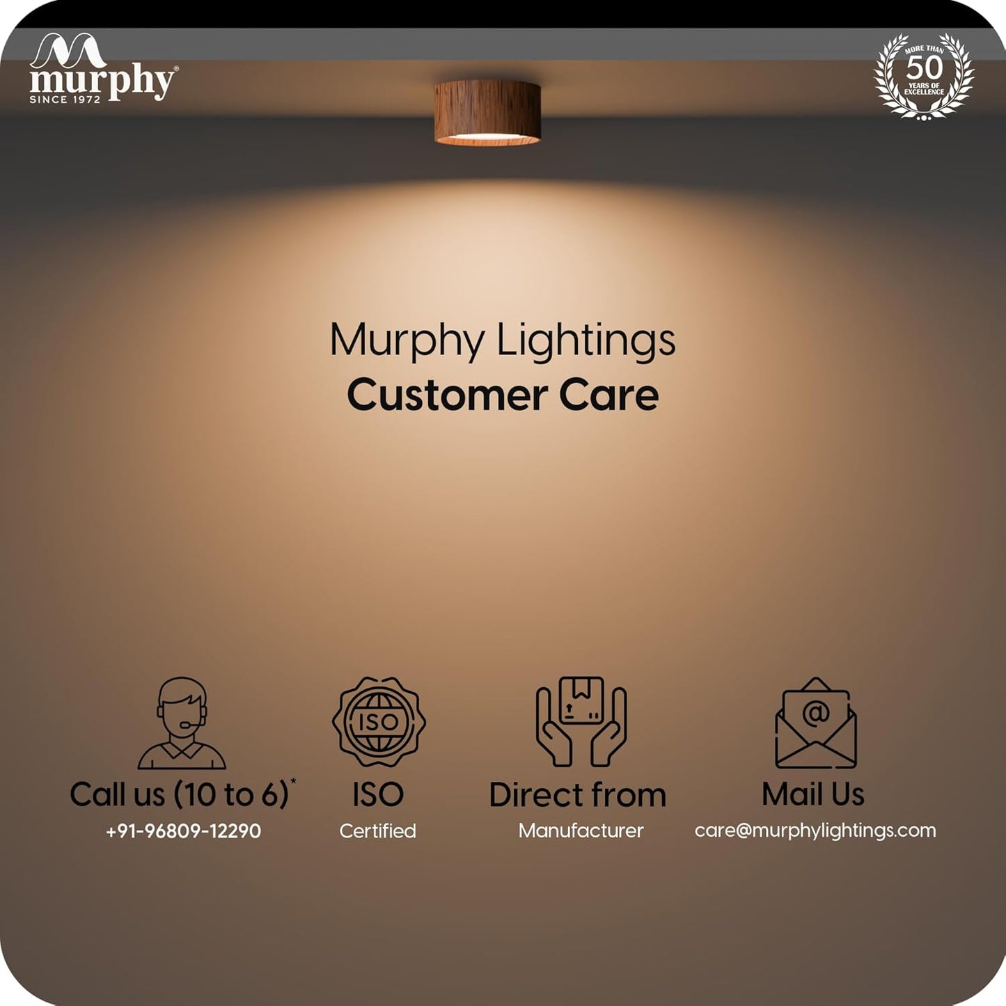 Murphy 3 Watts Wooden Led Surface Panel, Cabinet, Wardrobe Light, Edge Round Style Flush Mount Ceiling Lamp, Pack of 1 (Warm White,Aluminum) with 2 Year Warranty