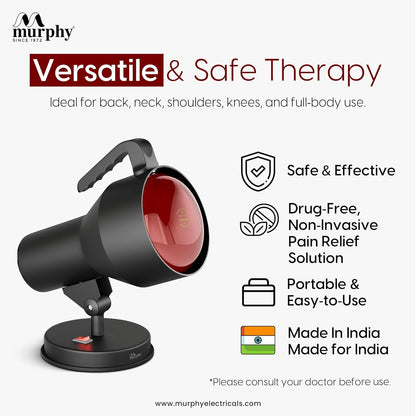 Murphy 150W Infrared Heat Therapy Lamp | Pain Relief | Deep Heat Therapy Light | Home & Clinic Use