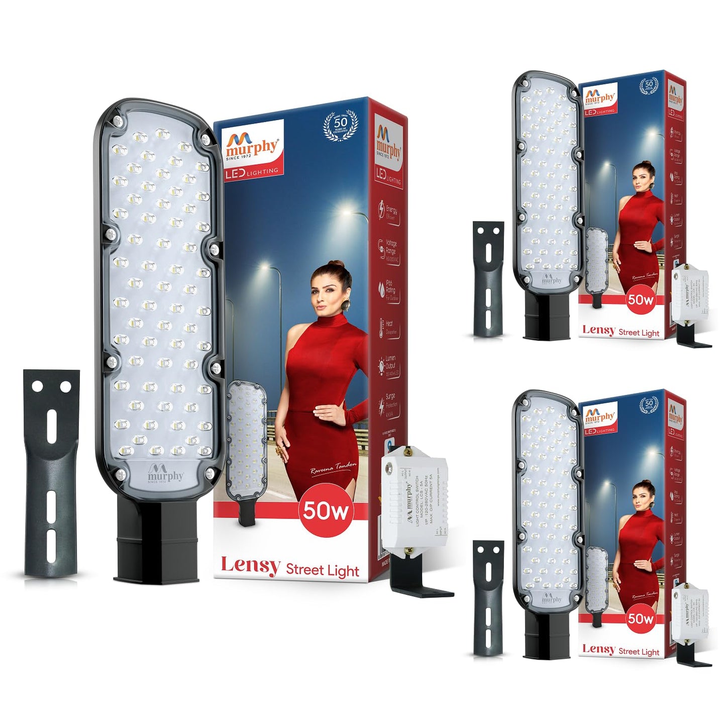 Murphy LED Lensy 50W Dusk to Dawn Auto Day/Night ON/Off Street Light, IP-65 Outdoor Light Cool White