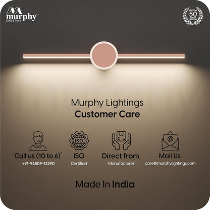 Murphy 16W+2W LED Mirror Light | 3 Color Changing (White/Warm/Natural) | Full Copper Finish – Sun Design, Modern Over Mirror Vanity/Bathroom Light