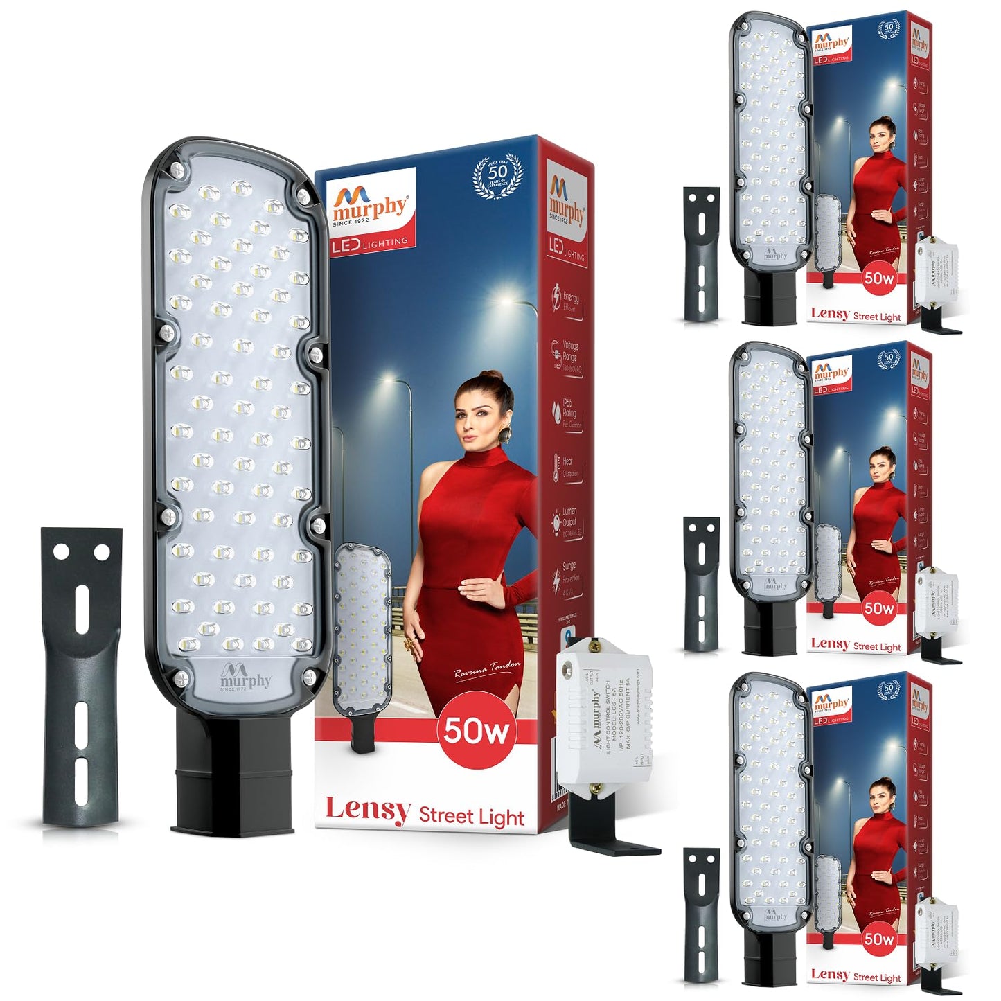 Murphy LED Lensy 50W Dusk to Dawn Auto Day/Night ON/Off Street Light, IP-65 Outdoor Light Cool White