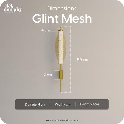 Murphy Glint Mesh 12W Wall Light |Aluminium Body |Golden Finish | 3-in-1 Color Changing LED (Cool White/Warm White/Natural White)